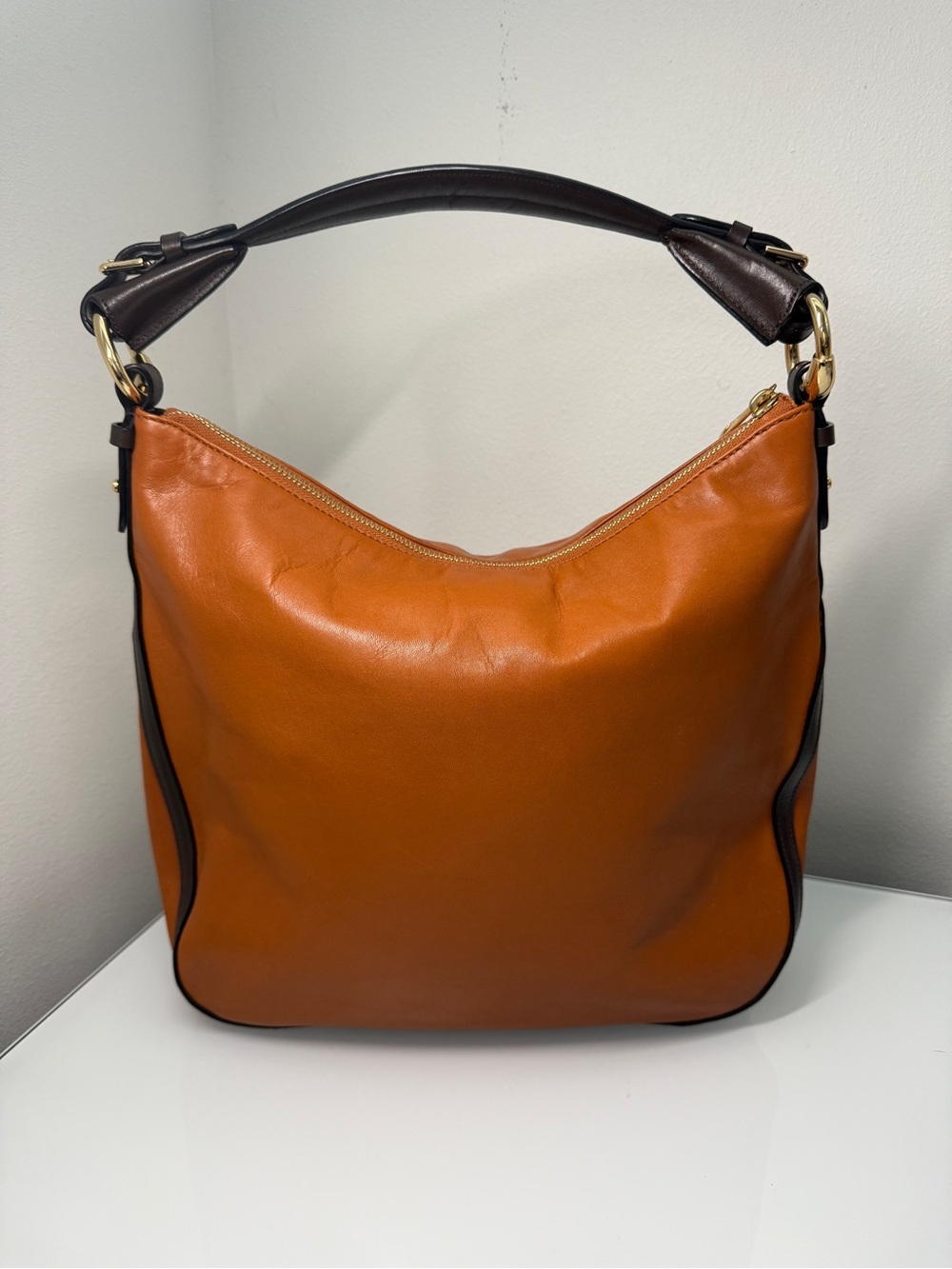 Lauren Ralph Lauren Vintage Leather Hobo Bag – Cognac & Chocolate Brown